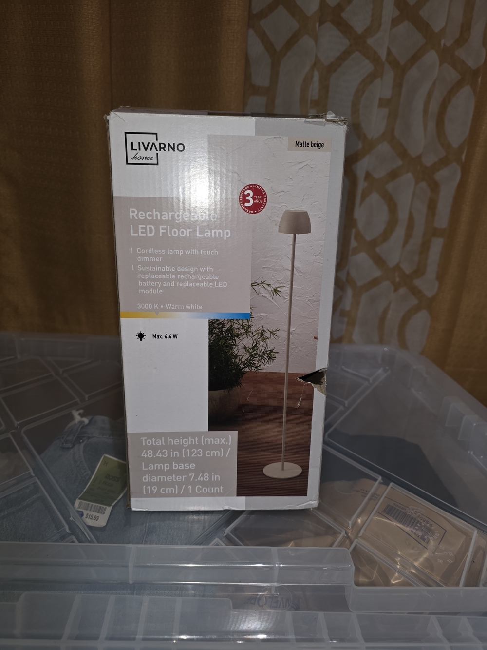 Matte Beige Rechargeable Cordless LED Floor Lamp